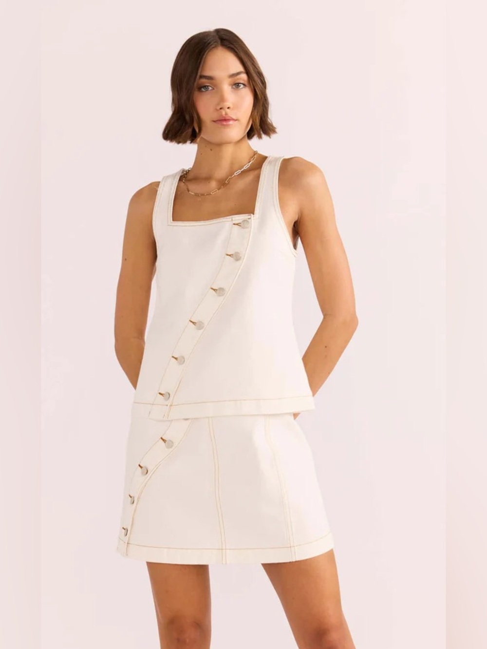 MINKPINK Tabitha Wave Button Top in Cotton